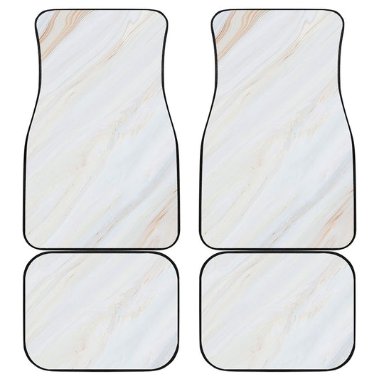 White Brown Smooth Marble Print Front and Back Car Floor Mats