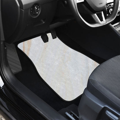 White Brown Smooth Marble Print Front and Back Car Floor Mats