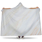 White Brown Smooth Marble Print Hooded Blanket