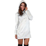 White Brown Smooth Marble Print Hoodie Dress GearFrost