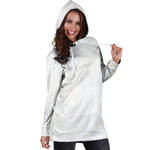 White Brown Smooth Marble Print Hoodie Dress GearFrost