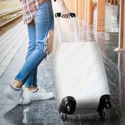 White Brown Smooth Marble Print Luggage Cover GearFrost