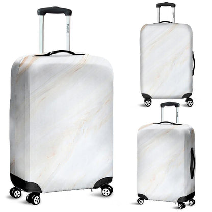 White Brown Smooth Marble Print Luggage Cover GearFrost