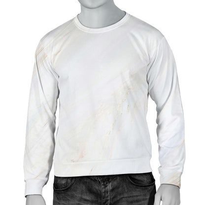 White Brown Smooth Marble Print Men's Crewneck Sweatshirt GearFrost
