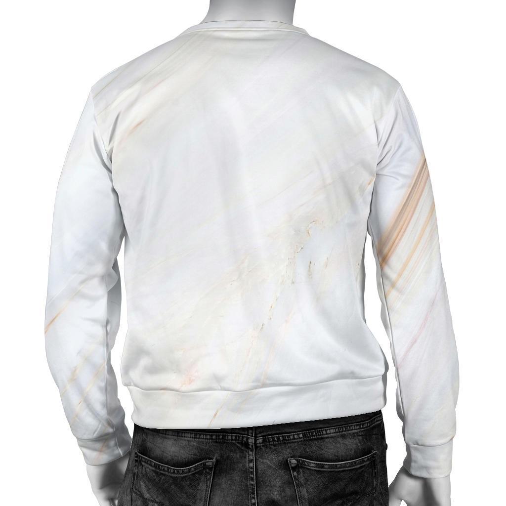 White Brown Smooth Marble Print Men's Crewneck Sweatshirt GearFrost