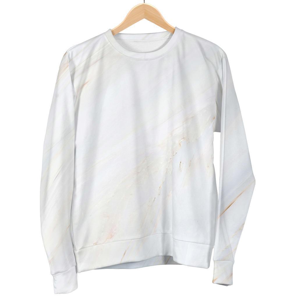 White Brown Smooth Marble Print Men's Crewneck Sweatshirt GearFrost