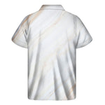 White Brown Smooth Marble Print Men's Short Sleeve Shirt