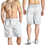White Brown Smooth Marble Print Men's Shorts