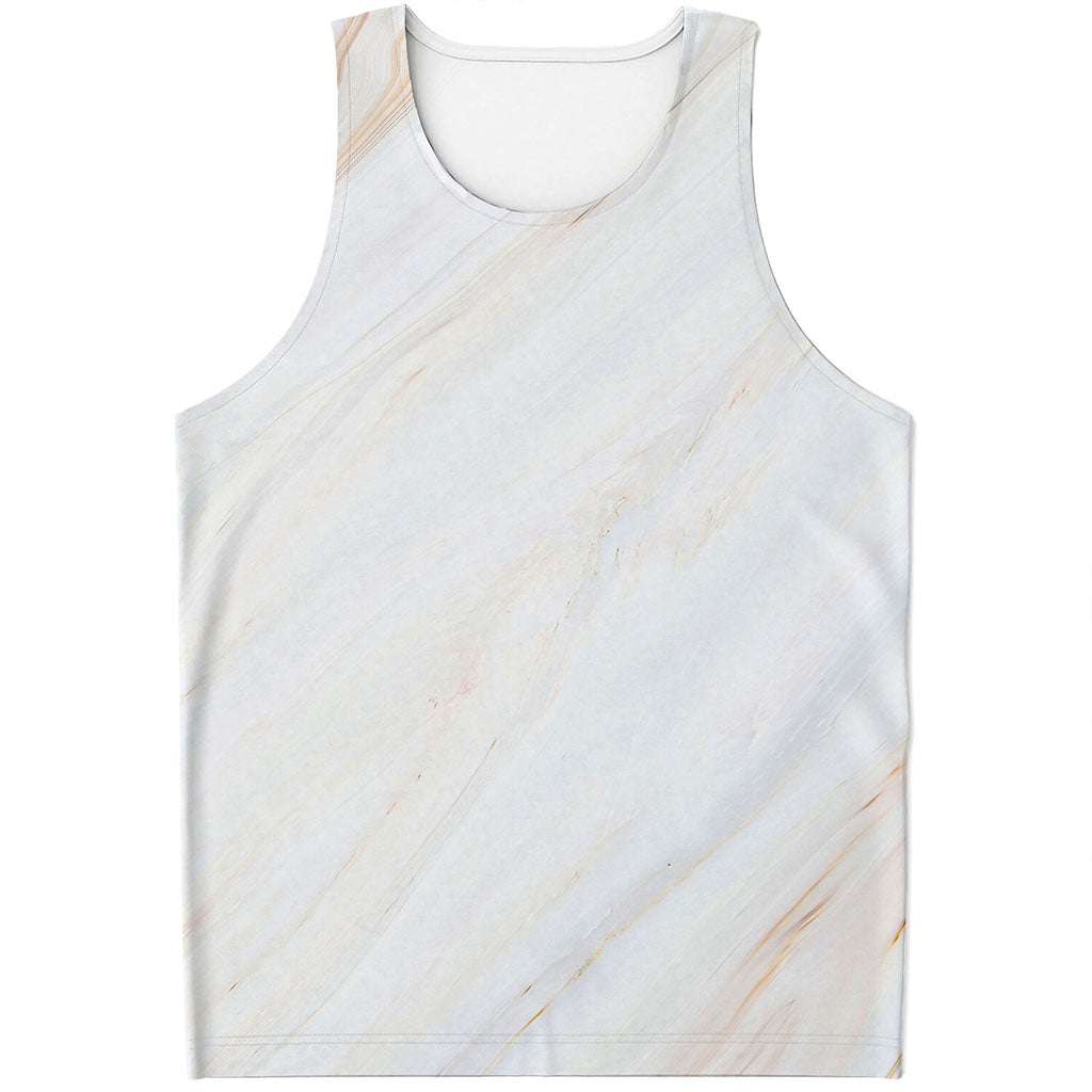 White Brown Smooth Marble Print Men's Tank Top