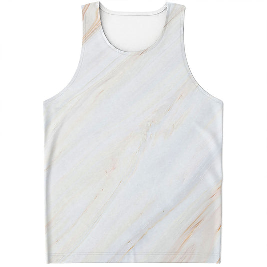 White Brown Smooth Marble Print Men's Tank Top