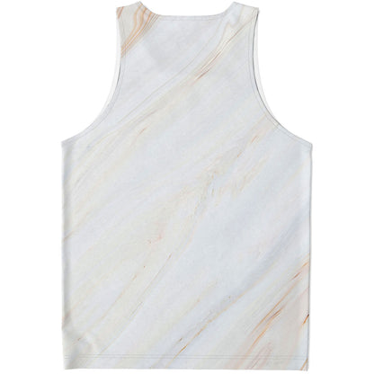 White Brown Smooth Marble Print Men's Tank Top