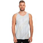 White Brown Smooth Marble Print Men's Tank Top
