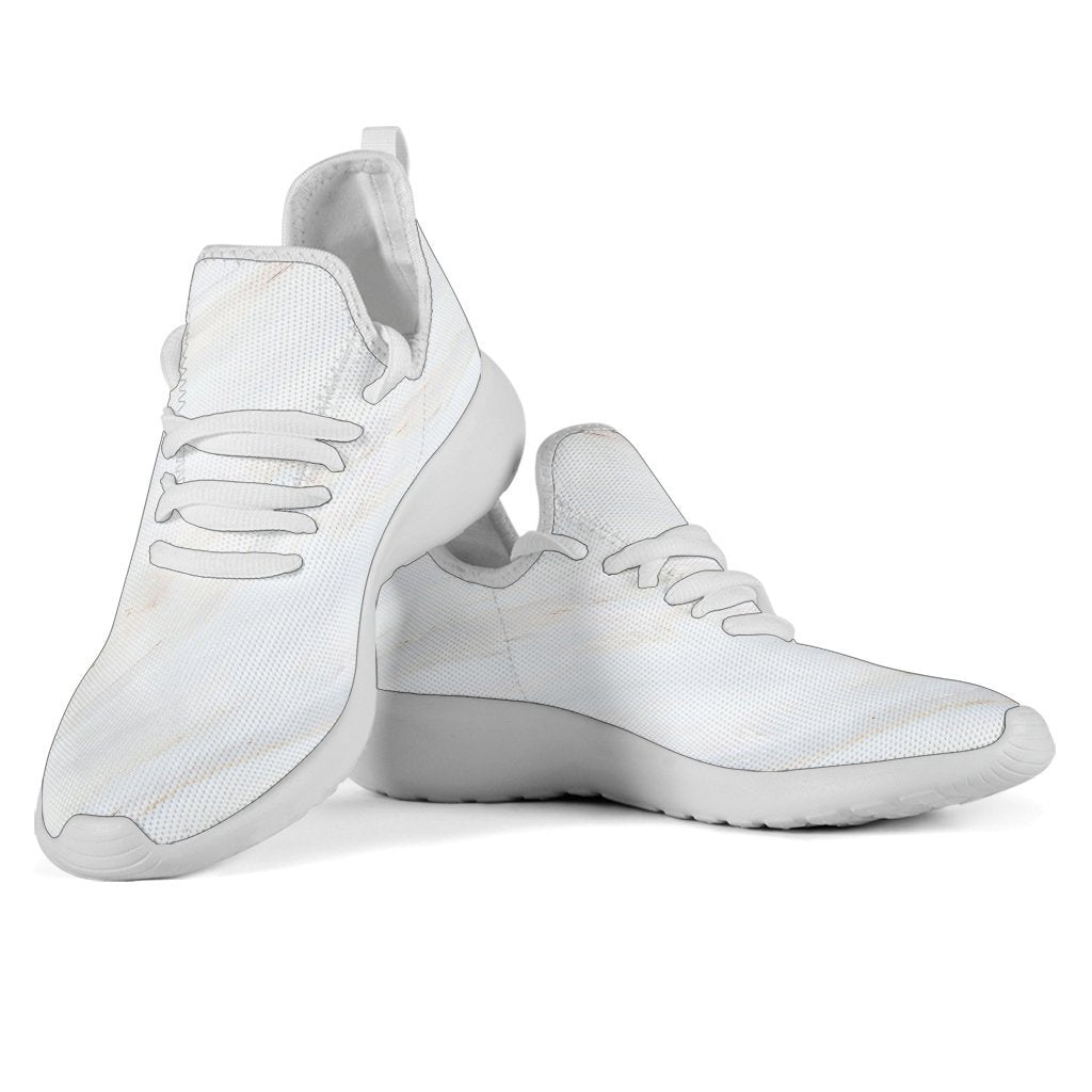 White Brown Smooth Marble Print Mesh Knit Shoes GearFrost