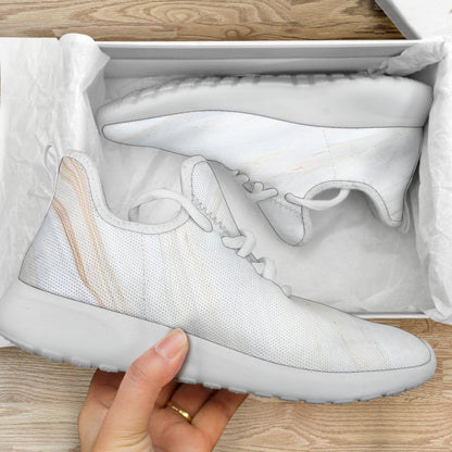 White Brown Smooth Marble Print Mesh Knit Shoes GearFrost