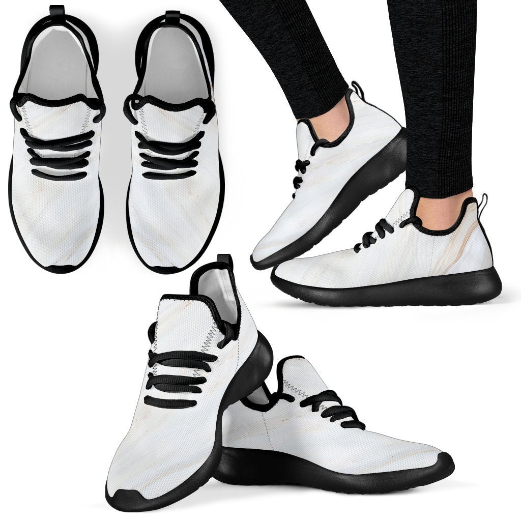 White Brown Smooth Marble Print Mesh Knit Shoes GearFrost