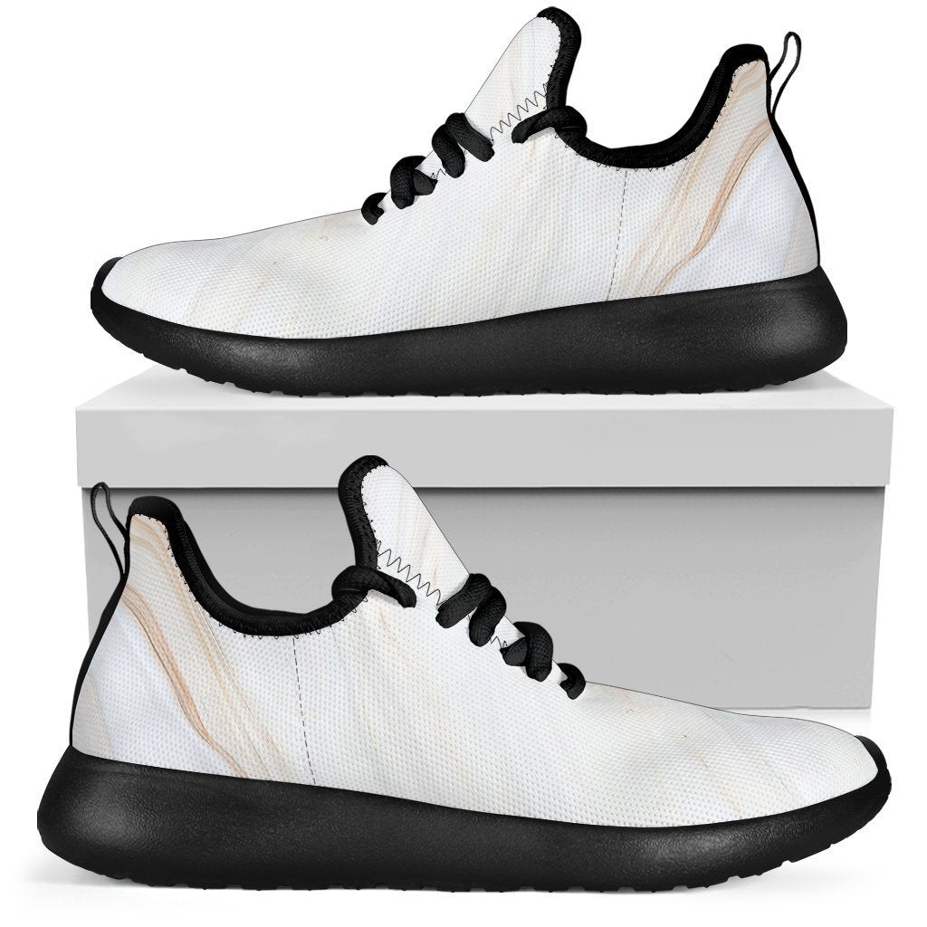 White Brown Smooth Marble Print Mesh Knit Shoes GearFrost