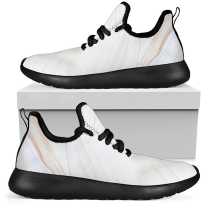 White Brown Smooth Marble Print Mesh Knit Shoes GearFrost