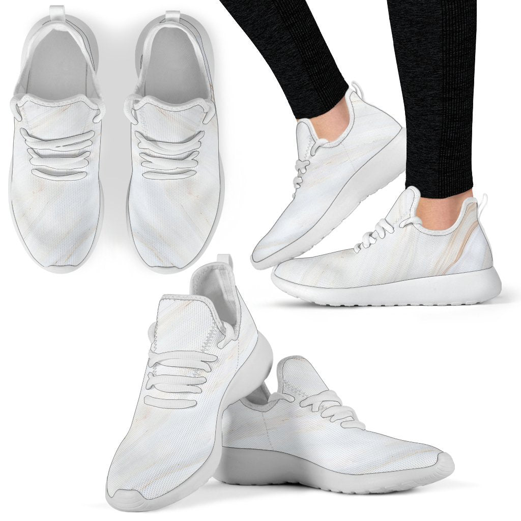 White Brown Smooth Marble Print Mesh Knit Shoes GearFrost