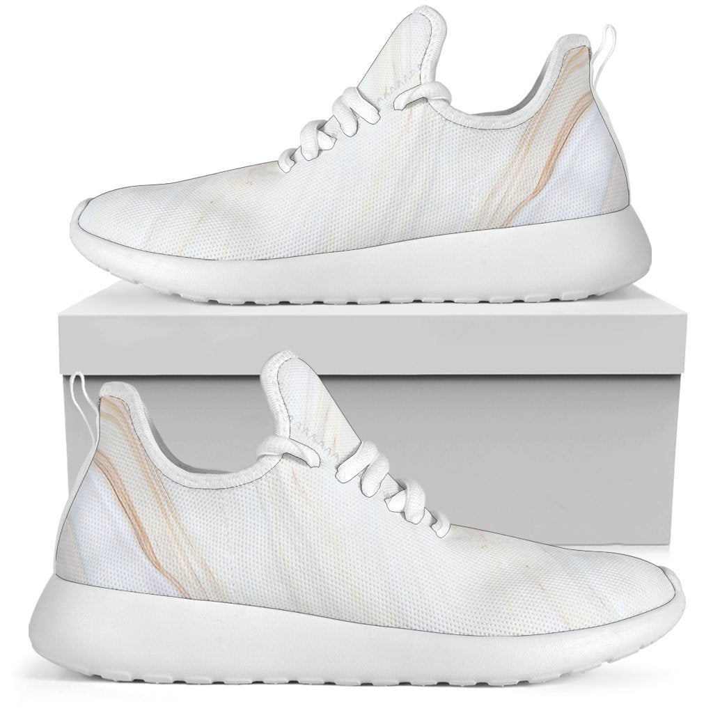 White Brown Smooth Marble Print Mesh Knit Shoes GearFrost