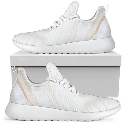 White Brown Smooth Marble Print Mesh Knit Shoes GearFrost