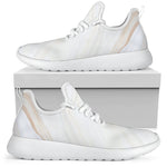 White Brown Smooth Marble Print Mesh Knit Shoes GearFrost