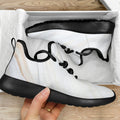 White Brown Smooth Marble Print Mesh Knit Shoes
