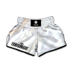 White Brown Smooth Marble Print Muay Thai Boxing Shorts