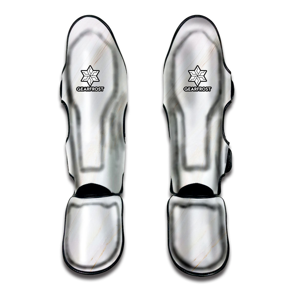 White Brown Smooth Marble Print Muay Thai Shin Guard