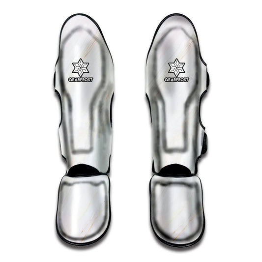 White Brown Smooth Marble Print Muay Thai Shin Guard