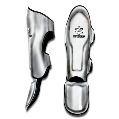 White Brown Smooth Marble Print Muay Thai Shin Guard