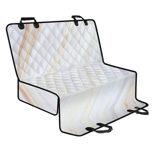 White Brown Smooth Marble Print Pet Car Back Seat Cover