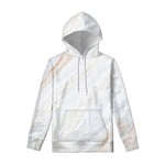 White Brown Smooth Marble Print Pullover Hoodie