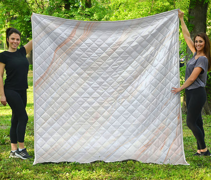 White Brown Smooth Marble Print Quilt