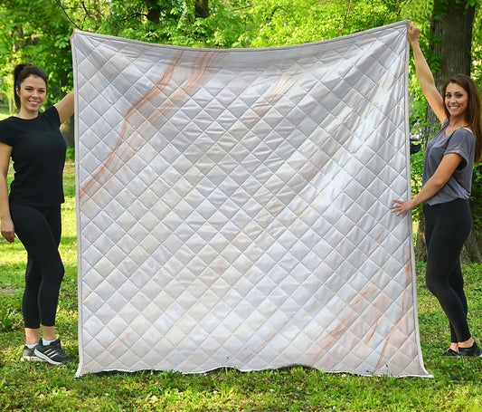 White Brown Smooth Marble Print Quilt