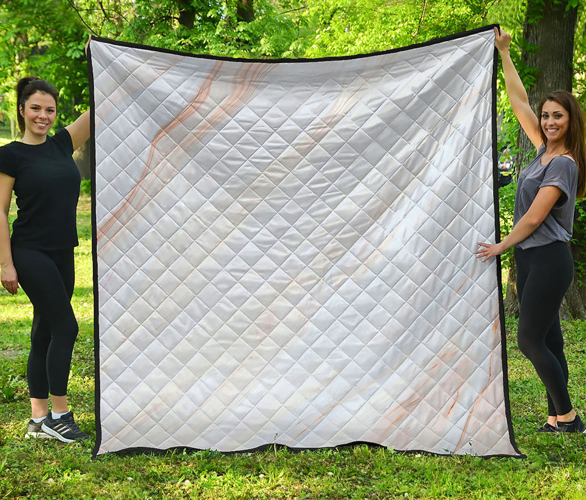 White Brown Smooth Marble Print Quilt