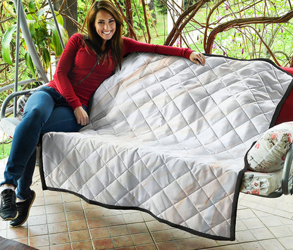 White Brown Smooth Marble Print Quilt