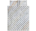 White Brown Smooth Marble Print Quilt Bed Set