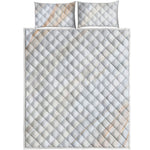 White Brown Smooth Marble Print Quilt Bed Set