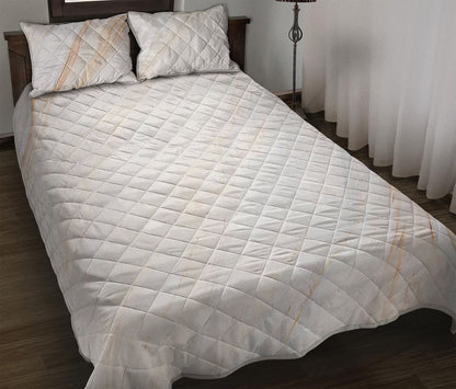 White Brown Smooth Marble Print Quilt Bed Set