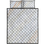 White Brown Smooth Marble Print Quilt Bed Set