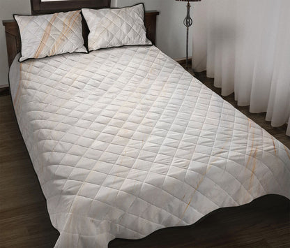 White Brown Smooth Marble Print Quilt Bed Set