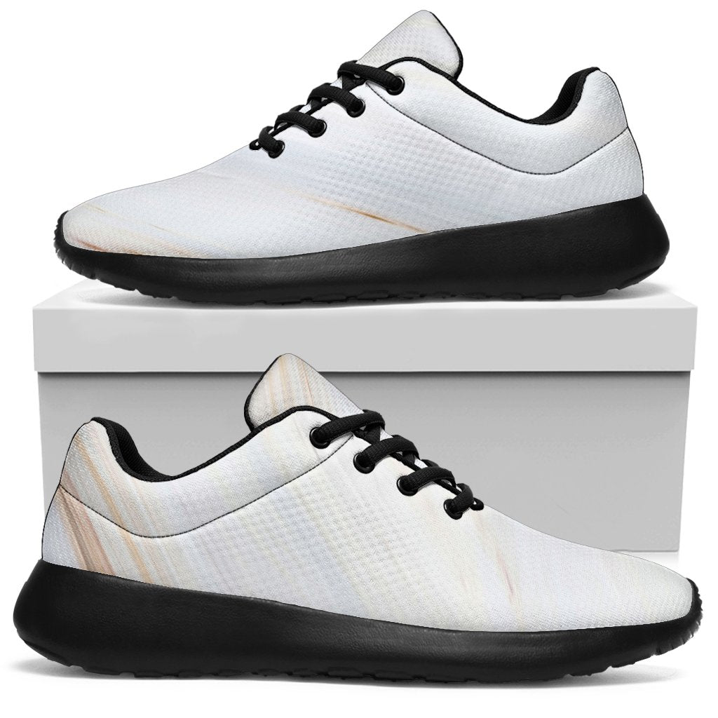 White Brown Smooth Marble Print Sport Shoes GearFrost