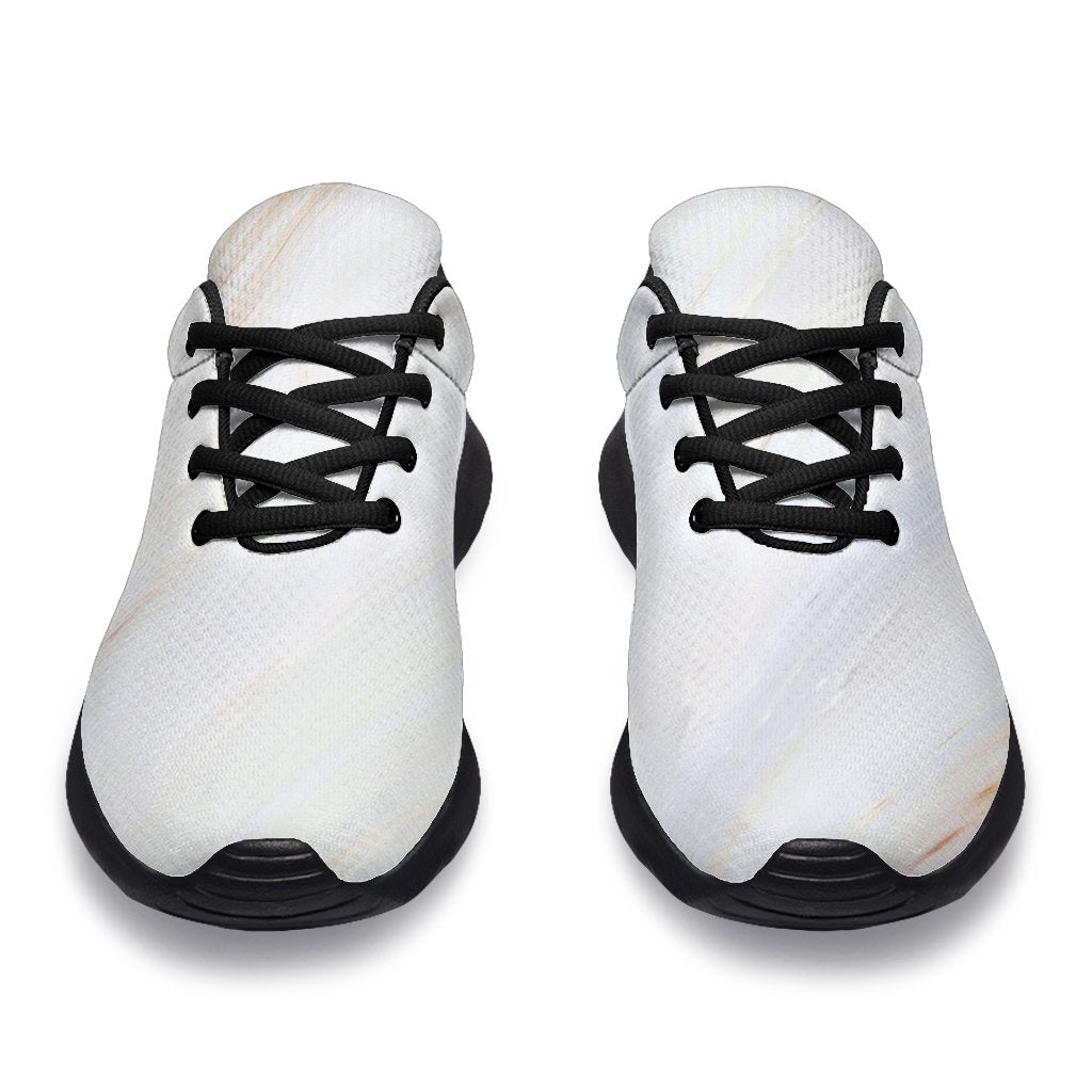 White Brown Smooth Marble Print Sport Shoes GearFrost