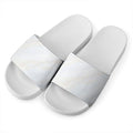 White Brown Smooth Marble Print White Slide Sandals