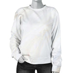 White Brown Smooth Marble Print Women's Crewneck Sweatshirt GearFrost
