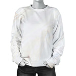 White Brown Smooth Marble Print Women's Crewneck Sweatshirt GearFrost