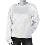 White Brown Smooth Marble Print Women's Crewneck Sweatshirt GearFrost