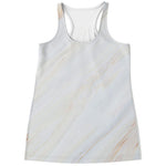 White Brown Smooth Marble Print Women's Racerback Tank Top