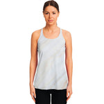 White Brown Smooth Marble Print Women's Racerback Tank Top