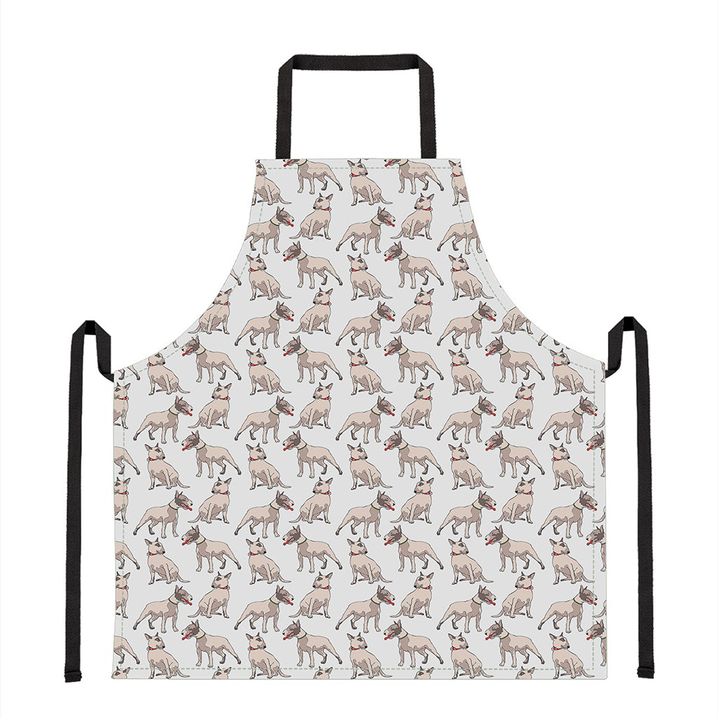 White Bull Terrier Pattern Print Apron